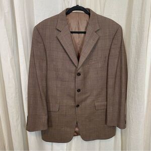 BURBERRY LONDON- Kensington 100% Wool Sport Coat Brown Check Plaid Size 42R